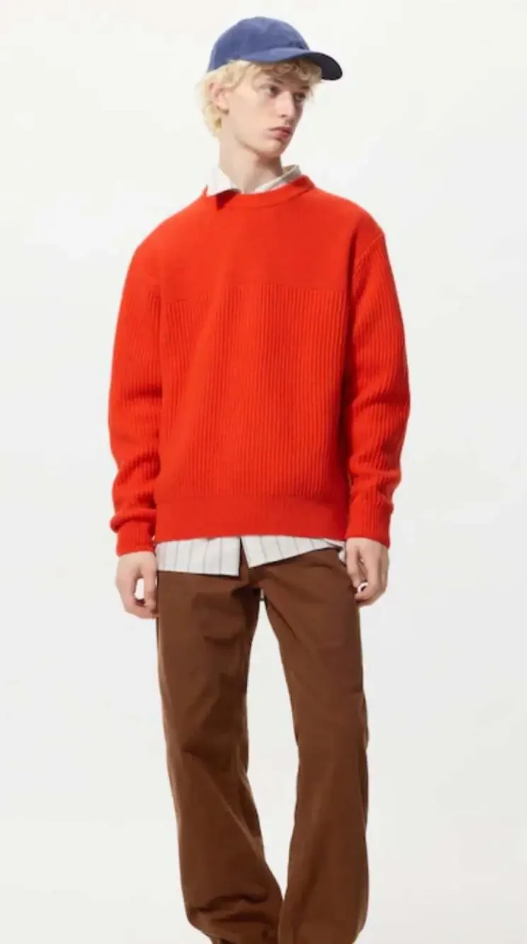 JW Anderson x Uniqlo Red Ribbed Crewneck Sweater Size M